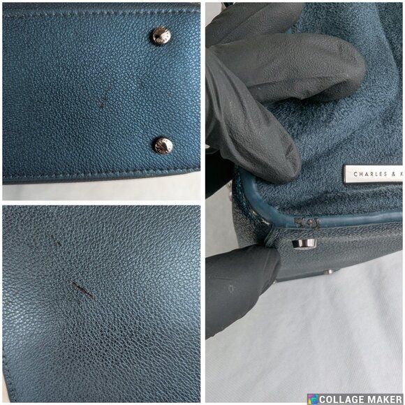 CHARLES & KEITH Teal Chain Handle Tote Bag Shoulder Bag - Picture 10 of 15